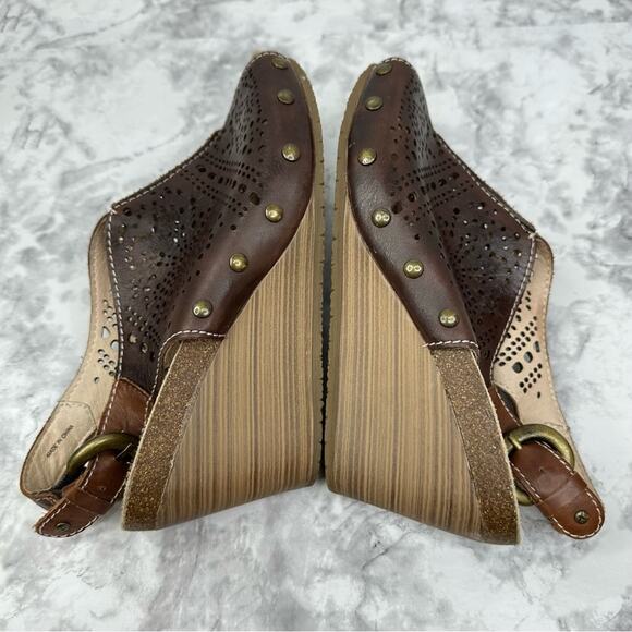 PIKOLINOS Benissa Sandal Womens 38/US 7/7.5 Brown Leather Slingback Wedge Buckle - Picture 5 of 15